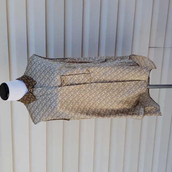 BURBERRY TB MONOGRAM 100% SILK OVERSIZED SHIRT BLOUSE TOP - Picture 6 of 13